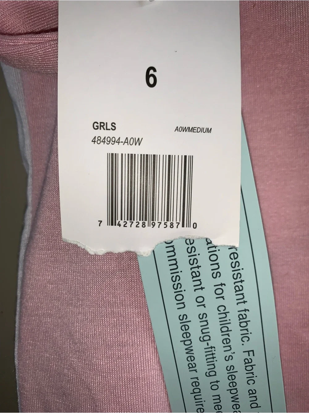 Hurley Pink and White Girls' Two-Piece Pajama Set